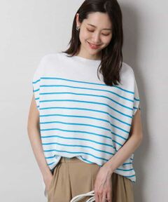 MK MICHEL KLEIN / エムケーミッシェルクラン ニット・セーター | Vネックボーダー柄ニット/UVカット/洗える