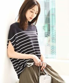 MK MICHEL KLEIN / エムケーミッシェルクラン ニット・セーター | Vネックボーダー柄ニット/UVカット/洗える