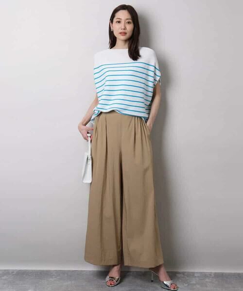 MK MICHEL KLEIN / エムケーミッシェルクラン ニット・セーター | Vネックボーダー柄ニット/UVカット/洗える | 詳細14