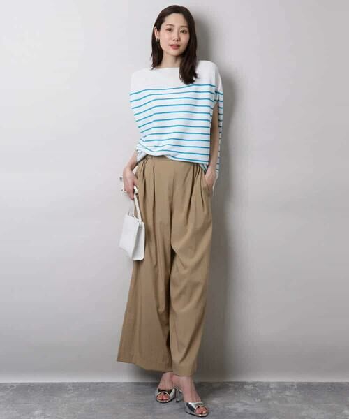 MK MICHEL KLEIN / エムケーミッシェルクラン ニット・セーター | Vネックボーダー柄ニット/UVカット/洗える | 詳細15