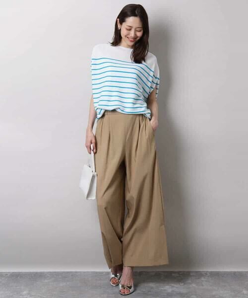 MK MICHEL KLEIN / エムケーミッシェルクラン ニット・セーター | Vネックボーダー柄ニット/UVカット/洗える | 詳細16