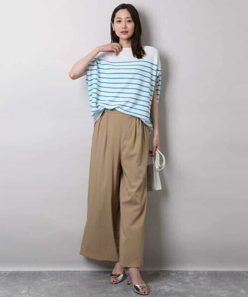 MK MICHEL KLEIN / エムケーミッシェルクラン ニット・セーター | Vネックボーダー柄ニット/UVカット/洗える | 詳細17