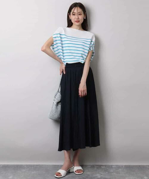 MK MICHEL KLEIN / エムケーミッシェルクラン ニット・セーター | Vネックボーダー柄ニット/UVカット/洗える | 詳細18