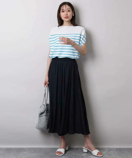 MK MICHEL KLEIN / エムケーミッシェルクラン ニット・セーター | Vネックボーダー柄ニット/UVカット/洗える | 詳細19