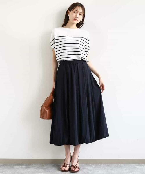 MK MICHEL KLEIN / エムケーミッシェルクラン ニット・セーター | Vネックボーダー柄ニット/UVカット/洗える | 詳細2