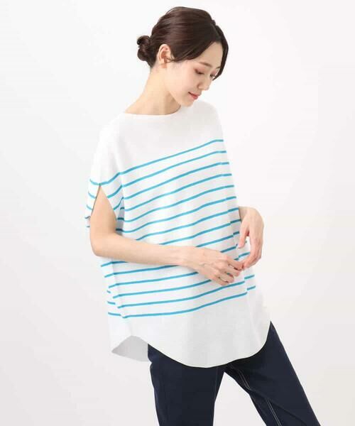 MK MICHEL KLEIN / エムケーミッシェルクラン ニット・セーター | Vネックボーダー柄ニット/UVカット/洗える | 詳細20