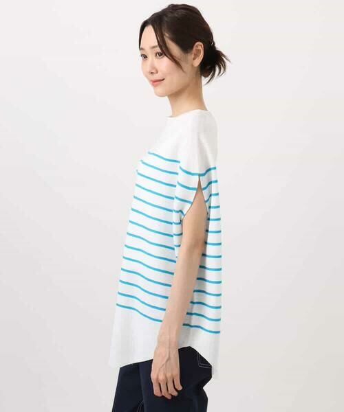 MK MICHEL KLEIN / エムケーミッシェルクラン ニット・セーター | Vネックボーダー柄ニット/UVカット/洗える | 詳細21