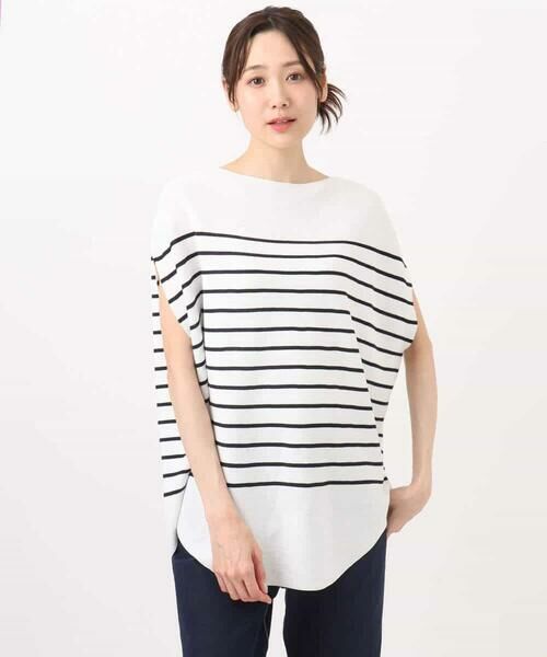 MK MICHEL KLEIN / エムケーミッシェルクラン ニット・セーター | Vネックボーダー柄ニット/UVカット/洗える | 詳細28