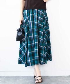 MK MICHEL KLEIN / エムケーミッシェルクラン ロング・マキシ丈スカート | チェック柄サーキュラースカート/洗える