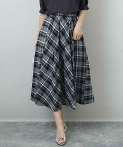 MK MICHEL KLEIN / エムケーミッシェルクラン ロング・マキシ丈スカート | チェック柄サーキュラースカート/洗える