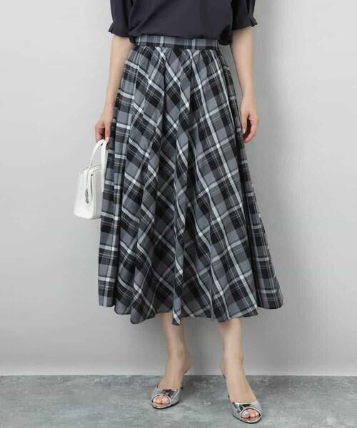 MK MICHEL KLEIN / エムケーミッシェルクラン ロング・マキシ丈スカート | チェック柄サーキュラースカート/洗える | 詳細1