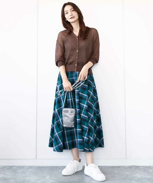 MK MICHEL KLEIN / エムケーミッシェルクラン ロング・マキシ丈スカート | チェック柄サーキュラースカート/洗える | 詳細10