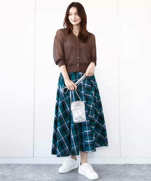 MK MICHEL KLEIN / エムケーミッシェルクラン ロング・マキシ丈スカート | チェック柄サーキュラースカート/洗える | 詳細11