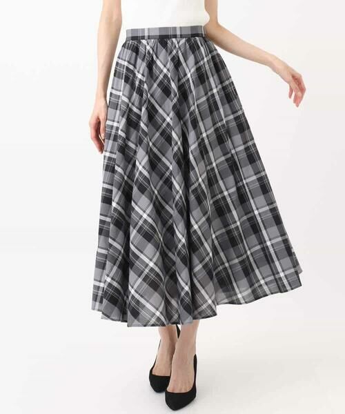 MK MICHEL KLEIN / エムケーミッシェルクラン ロング・マキシ丈スカート | チェック柄サーキュラースカート/洗える | 詳細26