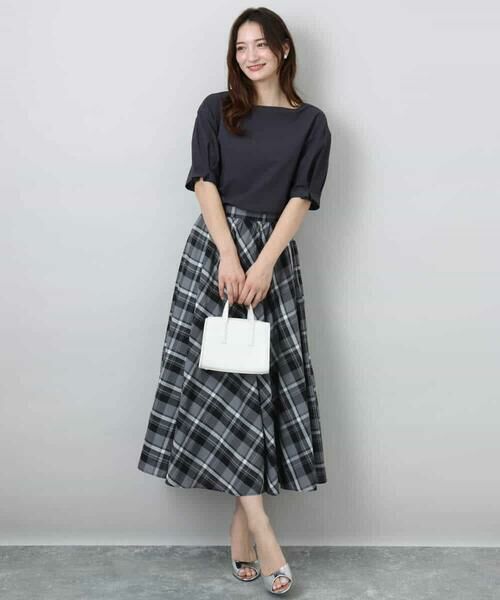 MK MICHEL KLEIN / エムケーミッシェルクラン ロング・マキシ丈スカート | チェック柄サーキュラースカート/洗える | 詳細6
