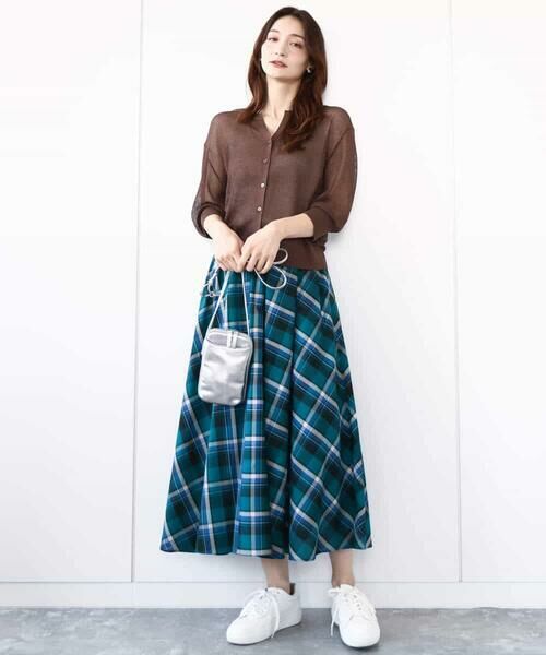 MK MICHEL KLEIN / エムケーミッシェルクラン ロング・マキシ丈スカート | チェック柄サーキュラースカート/洗える | 詳細9