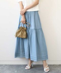 MK MICHEL KLEIN / エムケーミッシェルクラン ロング・マキシ丈スカート | ハシゴレース使いフレアースカート/洗える