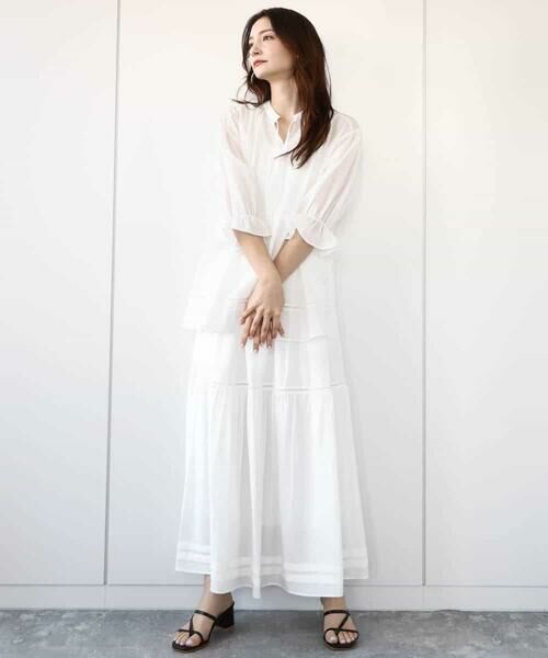 MK MICHEL KLEIN / エムケーミッシェルクラン ロング・マキシ丈スカート | ハシゴレース使いフレアースカート/洗える | 詳細12