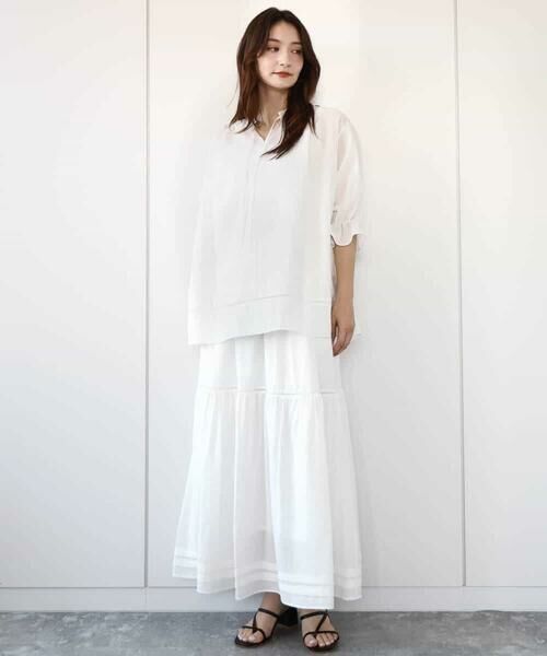 MK MICHEL KLEIN / エムケーミッシェルクラン ロング・マキシ丈スカート | ハシゴレース使いフレアースカート/洗える | 詳細15