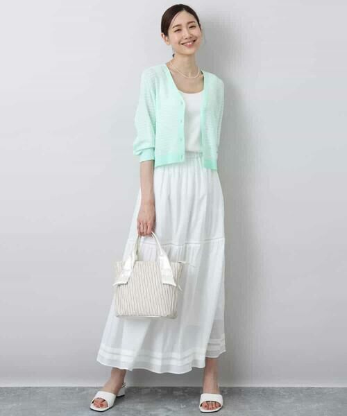 MK MICHEL KLEIN / エムケーミッシェルクラン ロング・マキシ丈スカート | ハシゴレース使いフレアースカート/洗える | 詳細16