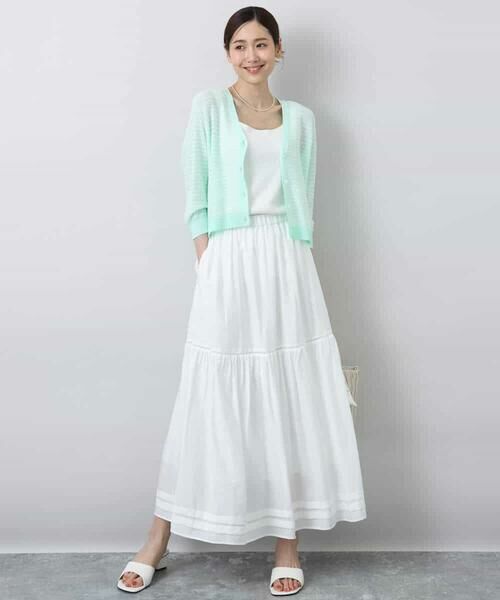 MK MICHEL KLEIN / エムケーミッシェルクラン ロング・マキシ丈スカート | ハシゴレース使いフレアースカート/洗える | 詳細18