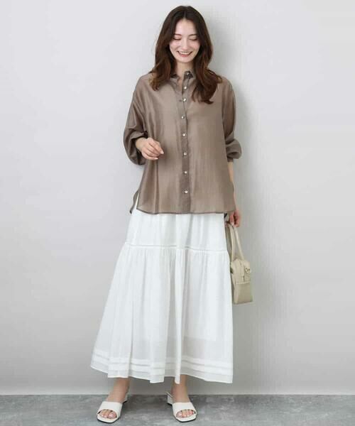 MK MICHEL KLEIN / エムケーミッシェルクラン ロング・マキシ丈スカート | ハシゴレース使いフレアースカート/洗える | 詳細3