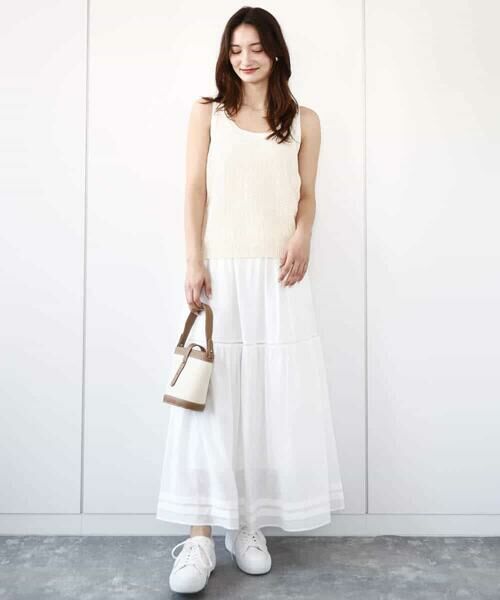 MK MICHEL KLEIN / エムケーミッシェルクラン ロング・マキシ丈スカート | ハシゴレース使いフレアースカート/洗える | 詳細7