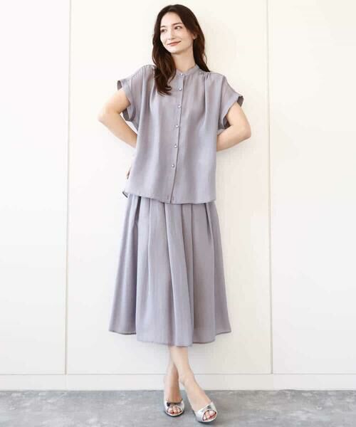 MK MICHEL KLEIN / エムケーミッシェルクラン ロング・マキシ丈スカート | ウエストタックシアースカート/洗える | 詳細12