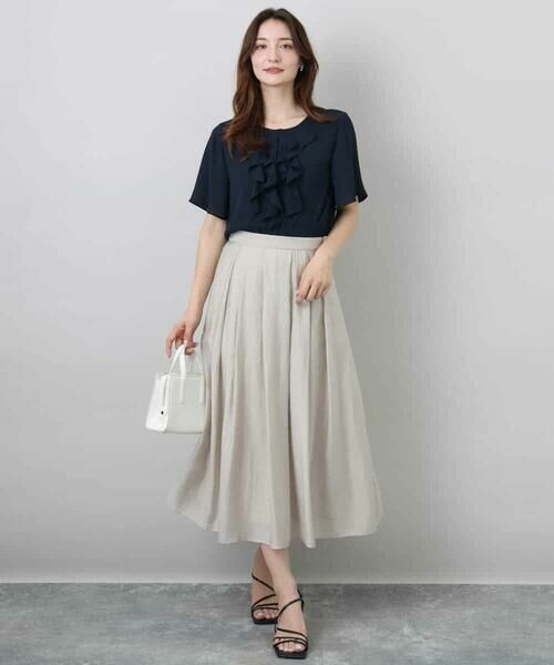 MK MICHEL KLEIN / エムケーミッシェルクラン ロング・マキシ丈スカート | ウエストタックシアースカート/洗える | 詳細5