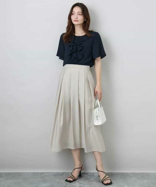 MK MICHEL KLEIN / エムケーミッシェルクラン ロング・マキシ丈スカート | ウエストタックシアースカート/洗える | 詳細7