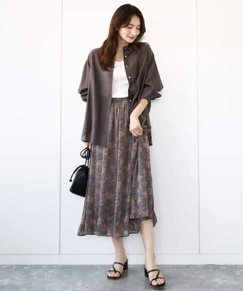 MK MICHEL KLEIN / エムケーミッシェルクラン ロング・マキシ丈スカート | 更紗プリント花柄シフォンスカート/洗える | 詳細11