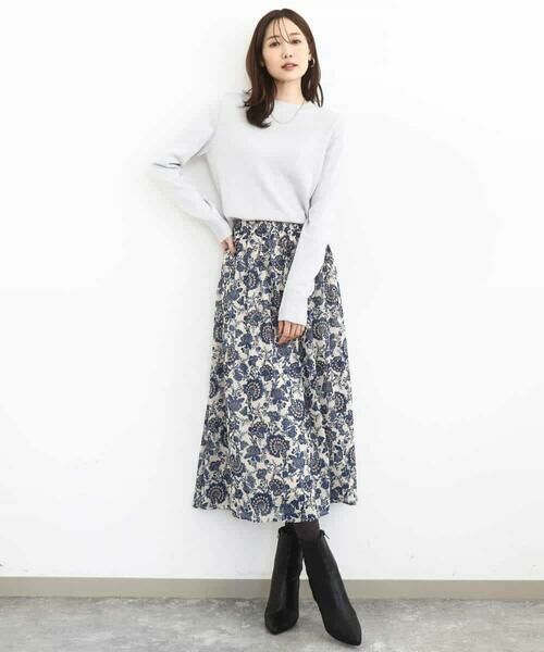 MK MICHEL KLEIN / エムケーミッシェルクラン ロング・マキシ丈スカート | 更紗プリント花柄シフォンスカート/洗える | 詳細13