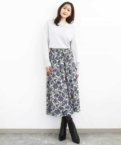 MK MICHEL KLEIN / エムケーミッシェルクラン ロング・マキシ丈スカート | 更紗プリント花柄シフォンスカート/洗える | 詳細14