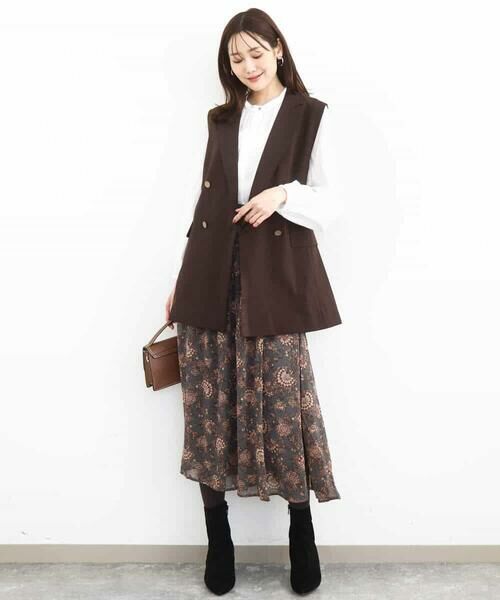 MK MICHEL KLEIN / エムケーミッシェルクラン ロング・マキシ丈スカート | 更紗プリント花柄シフォンスカート/洗える | 詳細16