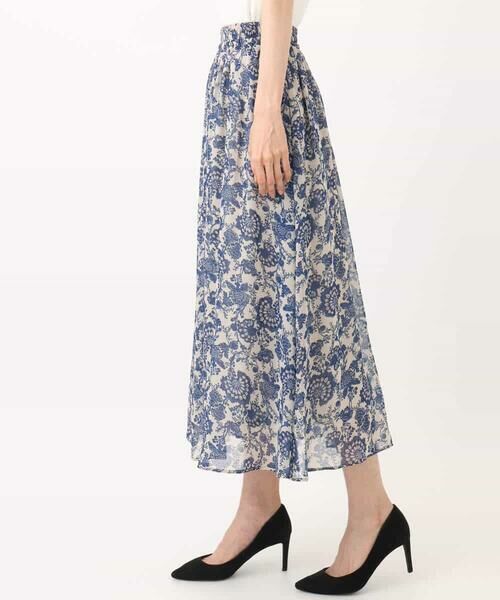 MK MICHEL KLEIN / エムケーミッシェルクラン ロング・マキシ丈スカート | 更紗プリント花柄シフォンスカート/洗える | 詳細19