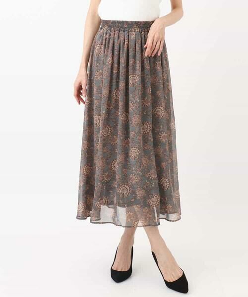 MK MICHEL KLEIN / エムケーミッシェルクラン ロング・マキシ丈スカート | 更紗プリント花柄シフォンスカート/洗える | 詳細24