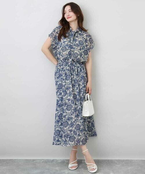 MK MICHEL KLEIN / エムケーミッシェルクラン ロング・マキシ丈スカート | 更紗プリント花柄シフォンスカート/洗える | 詳細6