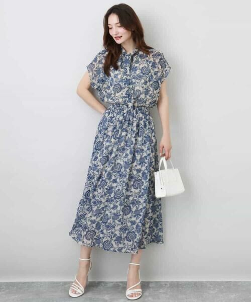 MK MICHEL KLEIN / エムケーミッシェルクラン ロング・マキシ丈スカート | 更紗プリント花柄シフォンスカート/洗える | 詳細7