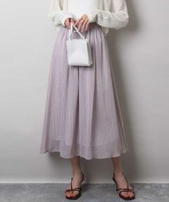 MK MICHEL KLEIN / エムケーミッシェルクラン ロング・マキシ丈スカート | スクエアドット柄シフォンスカート/洗える