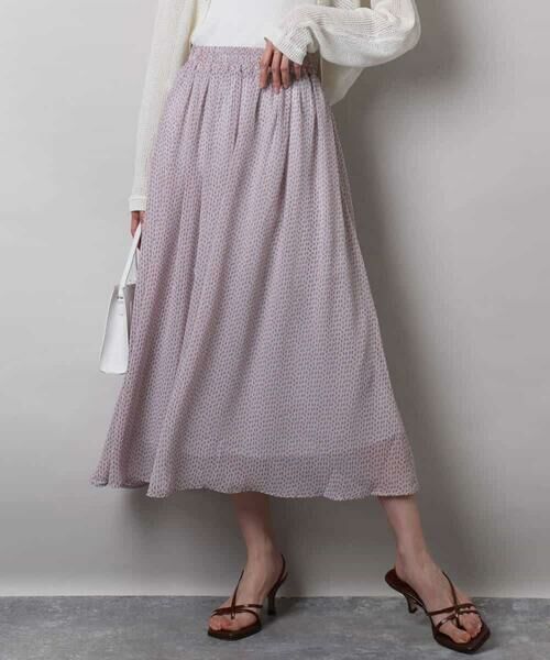 MK MICHEL KLEIN / エムケーミッシェルクラン ロング・マキシ丈スカート | スクエアドット柄シフォンスカート/洗える | 詳細1