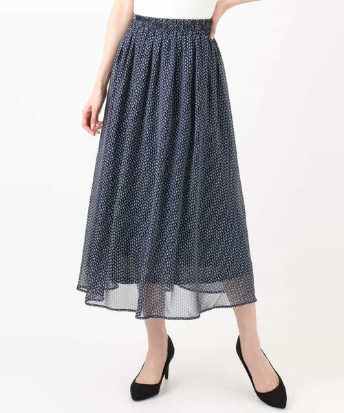 MK MICHEL KLEIN / エムケーミッシェルクラン ロング・マキシ丈スカート | スクエアドット柄シフォンスカート/洗える | 詳細14