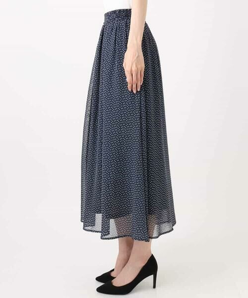 MK MICHEL KLEIN / エムケーミッシェルクラン ロング・マキシ丈スカート | スクエアドット柄シフォンスカート/洗える | 詳細15