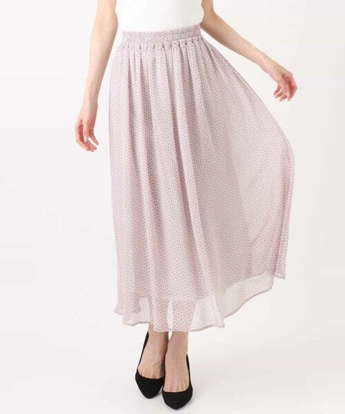 MK MICHEL KLEIN / エムケーミッシェルクラン ロング・マキシ丈スカート | スクエアドット柄シフォンスカート/洗える | 詳細20