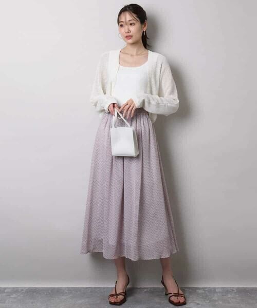 MK MICHEL KLEIN / エムケーミッシェルクラン ロング・マキシ丈スカート | スクエアドット柄シフォンスカート/洗える | 詳細4