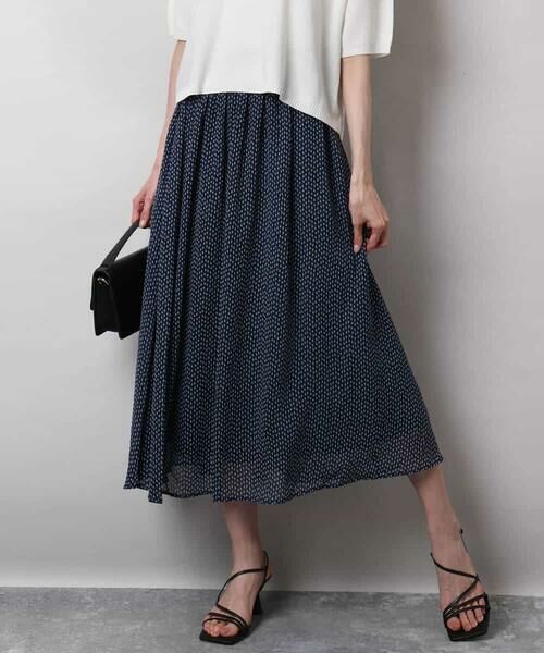 MK MICHEL KLEIN / エムケーミッシェルクラン ロング・マキシ丈スカート | スクエアドット柄シフォンスカート/洗える | 詳細5