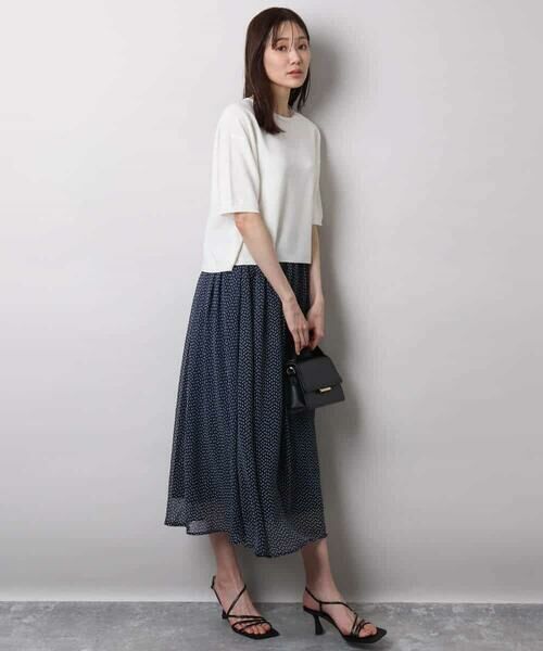 MK MICHEL KLEIN / エムケーミッシェルクラン ロング・マキシ丈スカート | スクエアドット柄シフォンスカート/洗える | 詳細8