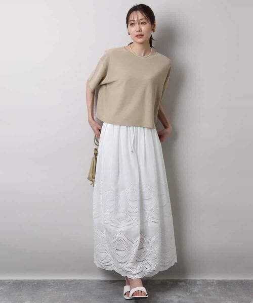 MK MICHEL KLEIN / エムケーミッシェルクラン ロング・マキシ丈スカート | コットン刺繍カットワークギャザースカート/洗える | 詳細11