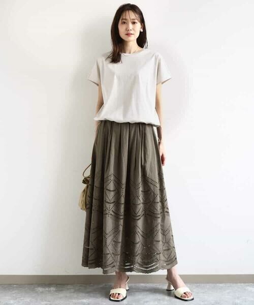 MK MICHEL KLEIN / エムケーミッシェルクラン ロング・マキシ丈スカート | コットン刺繍カットワークギャザースカート/洗える | 詳細2