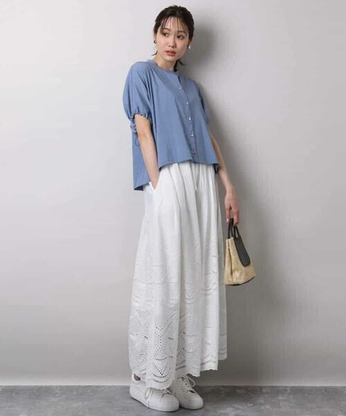 MK MICHEL KLEIN / エムケーミッシェルクラン ロング・マキシ丈スカート | コットン刺繍カットワークギャザースカート/洗える | 詳細24