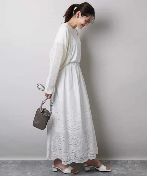 MK MICHEL KLEIN / エムケーミッシェルクラン ロング・マキシ丈スカート | コットン刺繍カットワークギャザースカート/洗える | 詳細27